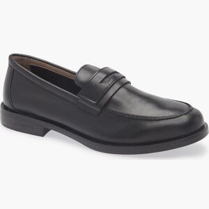 All Saints Black Bloom Leather Loafer